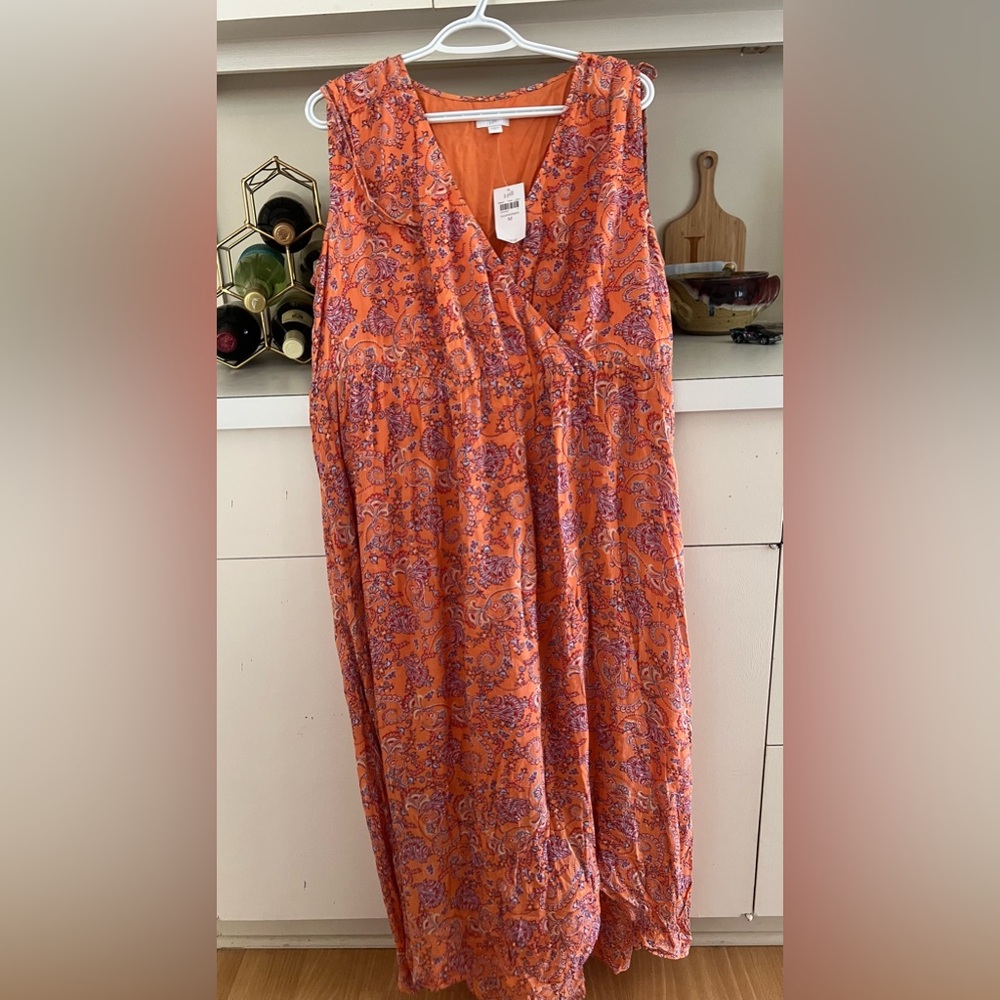 J.Jill Orange Paisley Maxi Dress – Size M